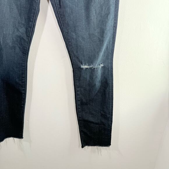 Mother Dark Wash Looker Ankle Fray Medium Rise Distressed Knee Skinny Jeans 29 - Picture 5 of 15